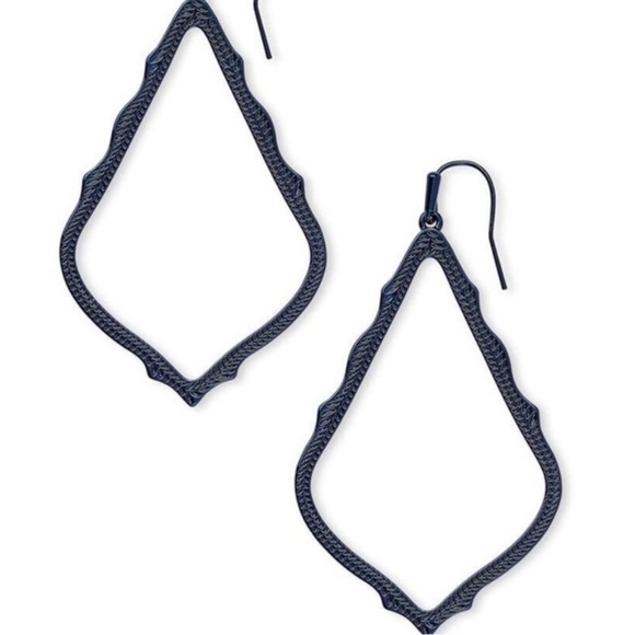 NWT Kendra Scott Navy Gunmetal Sophee Earrings Very Rare Super Hard To Find WOW - Picture 7 of 7